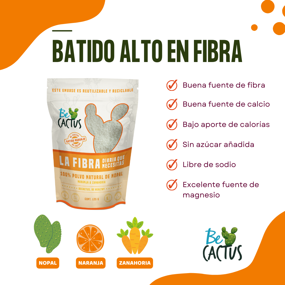 Polvo de Nopal con Naranja y Zanahoria 125g - BeCactus