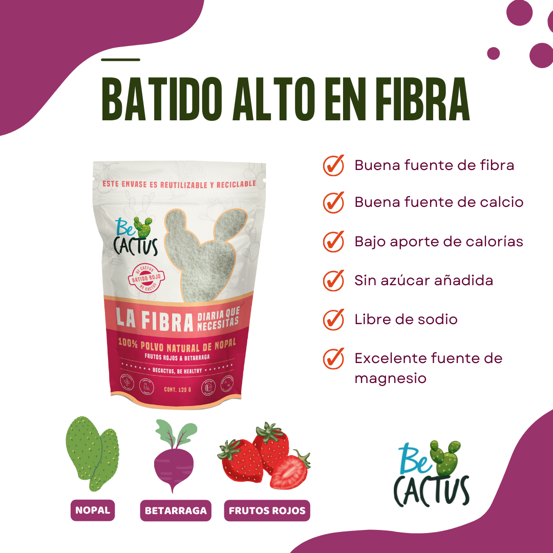 Polvo de Nopal con Frutos Rojos y betarraga 125g - BeCactus